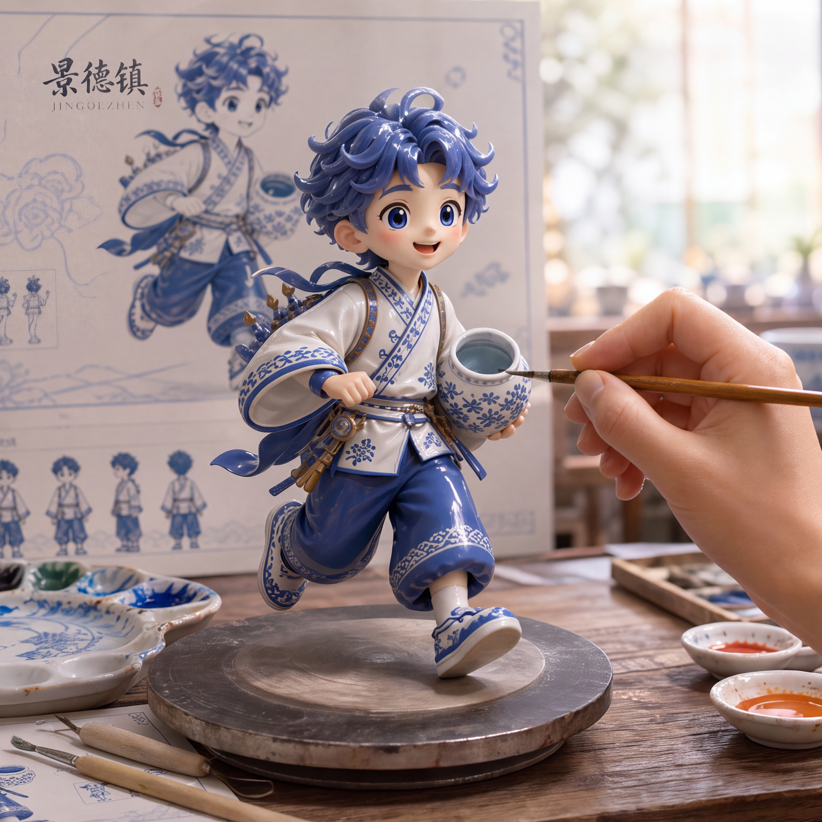 以青花瓷文化为灵感的角色形象与手办开发